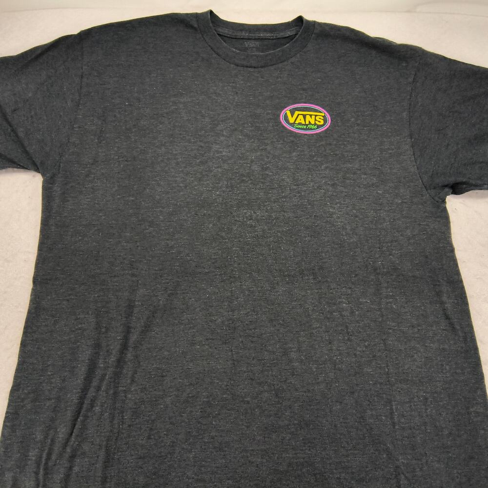 Vans Off the Wall Crew Neck Graphic T Shirt Mens Size Large L Gray Yellow